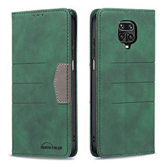 Leather Case Stands Flip Cover Holder B02F for Xiaomi Redmi Note 9 Pro Max Green