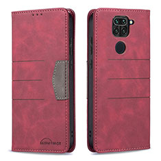 Leather Case Stands Flip Cover Holder B02F for Xiaomi Redmi Note 9 Red