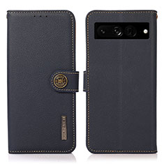 Leather Case Stands Flip Cover Holder B02H for Google Pixel 7 Pro 5G Blue