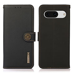 Leather Case Stands Flip Cover Holder B02H for Google Pixel 8a 5G Black
