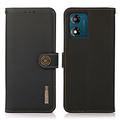 Leather Case Stands Flip Cover Holder B02H for Motorola Moto E13 Black