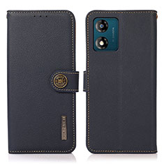 Leather Case Stands Flip Cover Holder B02H for Motorola Moto E13 Blue