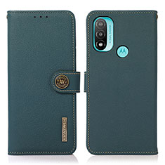 Leather Case Stands Flip Cover Holder B02H for Motorola Moto E20 Green