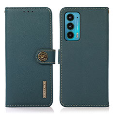 Leather Case Stands Flip Cover Holder B02H for Motorola Moto Edge 20 5G Green