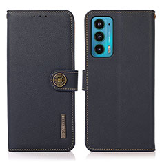 Leather Case Stands Flip Cover Holder B02H for Motorola Moto Edge Lite 5G Blue