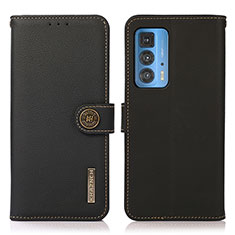 Leather Case Stands Flip Cover Holder B02H for Motorola Moto Edge S Pro 5G Black