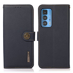 Leather Case Stands Flip Cover Holder B02H for Motorola Moto Edge S Pro 5G Blue