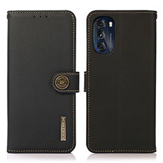Leather Case Stands Flip Cover Holder B02H for Motorola Moto G 5G (2022) Black