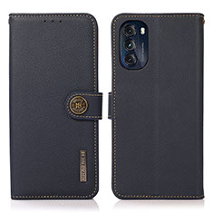 Leather Case Stands Flip Cover Holder B02H for Motorola Moto G 5G 2022 Blue