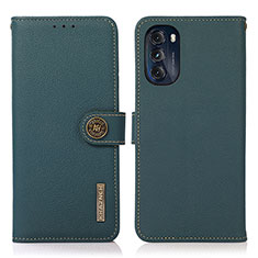 Leather Case Stands Flip Cover Holder B02H for Motorola Moto G 5G (2022) Green