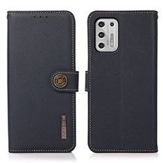 Leather Case Stands Flip Cover Holder B02H for Motorola Moto G Stylus (2021) Blue