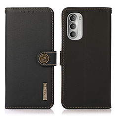 Leather Case Stands Flip Cover Holder B02H for Motorola Moto G Stylus (2022) 4G Black