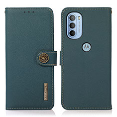 Leather Case Stands Flip Cover Holder B02H for Motorola Moto G31 Green