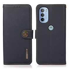 Leather Case Stands Flip Cover Holder B02H for Motorola Moto G41 Blue