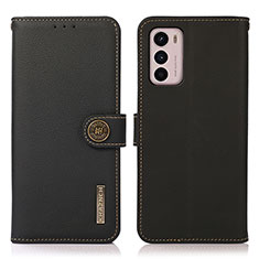 Leather Case Stands Flip Cover Holder B02H for Motorola Moto G42 Black
