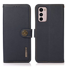Leather Case Stands Flip Cover Holder B02H for Motorola Moto G42 Blue