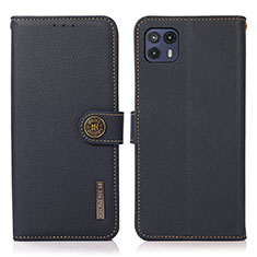 Leather Case Stands Flip Cover Holder B02H for Motorola Moto G50 5G Blue