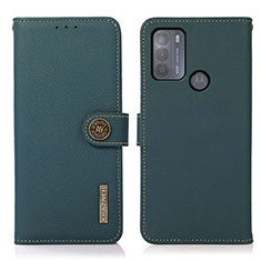 Leather Case Stands Flip Cover Holder B02H for Motorola Moto G50 Green