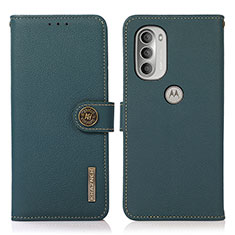 Leather Case Stands Flip Cover Holder B02H for Motorola Moto G51 5G Green