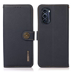 Leather Case Stands Flip Cover Holder B02H for Motorola Moto G52j 5G Blue