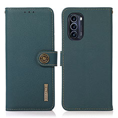Leather Case Stands Flip Cover Holder B02H for Motorola Moto G52j 5G Green