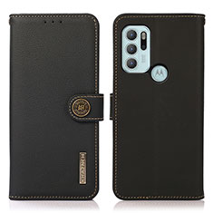Leather Case Stands Flip Cover Holder B02H for Motorola Moto G60s Black