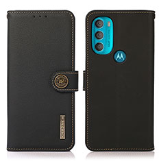 Leather Case Stands Flip Cover Holder B02H for Motorola Moto G71 5G Black