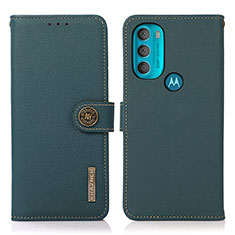 Leather Case Stands Flip Cover Holder B02H for Motorola Moto G71 5G Green