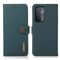 Leather Case Stands Flip Cover Holder B02H for OnePlus Nord N200 5G Green