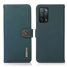 Leather Case Stands Flip Cover Holder B02H for Oppo A53s 5G Green