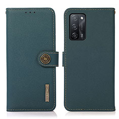 Leather Case Stands Flip Cover Holder B02H for Oppo A55 5G Green