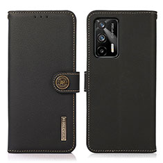 Leather Case Stands Flip Cover Holder B02H for Realme GT 5G Black