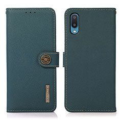 Leather Case Stands Flip Cover Holder B02H for Samsung Galaxy M02 Green