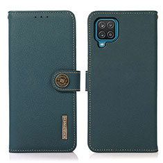 Leather Case Stands Flip Cover Holder B02H for Samsung Galaxy M12 Green