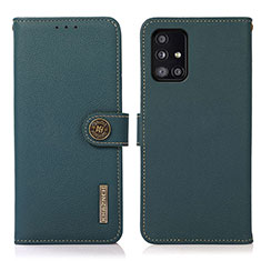 Leather Case Stands Flip Cover Holder B02H for Samsung Galaxy M40S Green