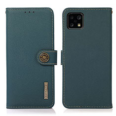 Leather Case Stands Flip Cover Holder B02H for Sharp Aquos Sense4 Basic Green