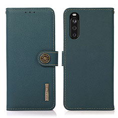Leather Case Stands Flip Cover Holder B02H for Sony Xperia 10 III Green