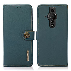 Leather Case Stands Flip Cover Holder B02H for Sony Xperia PRO-I Green