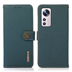 Leather Case Stands Flip Cover Holder B02H for Xiaomi Mi 12 5G Green