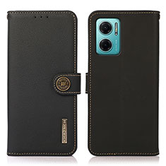 Leather Case Stands Flip Cover Holder B02H for Xiaomi Redmi 10 Prime Plus 5G Black