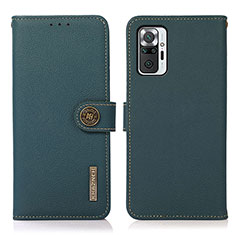 Leather Case Stands Flip Cover Holder B02H for Xiaomi Redmi Note 10 Pro Max Green