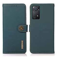 Leather Case Stands Flip Cover Holder B02H for Xiaomi Redmi Note 11 Pro 4G Green