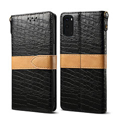 Leather Case Stands Flip Cover Holder B02S for Samsung Galaxy S20 Black