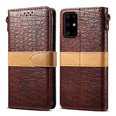 Leather Case Stands Flip Cover Holder B02S for Samsung Galaxy S20 Plus 5G Brown