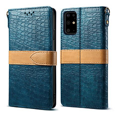 Leather Case Stands Flip Cover Holder B02S for Samsung Galaxy S20 Plus Blue