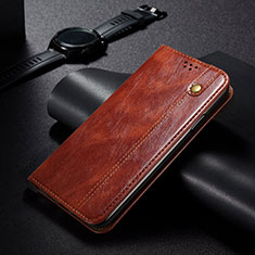 Leather Case Stands Flip Cover Holder B02S for Samsung Galaxy S21 FE 5G Brown