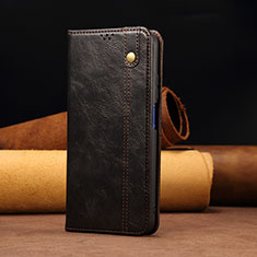 Leather Case Stands Flip Cover Holder B02S for Xiaomi Redmi 10 India Black
