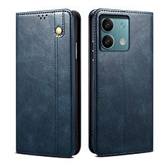 Leather Case Stands Flip Cover Holder B02S for Xiaomi Redmi Note 13 5G Blue