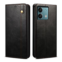 Leather Case Stands Flip Cover Holder B02S for Xiaomi Redmi Note 13 Pro 5G Black
