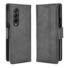 Leather Case Stands Flip Cover Holder B02Y for Samsung Galaxy Z Fold3 5G Black
